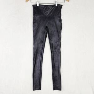 SPANX Faux Leather Leggings Women S Black Grey Slimming Pants Style 2437